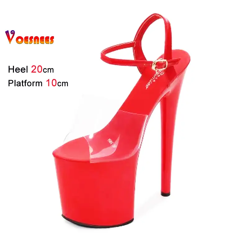 Summer New Sandals Women Sexy Fashion Stiletto High Heels 20CM Dance Shoes Pvc Upper High Heel Platform Open Toe Crystal Sandals