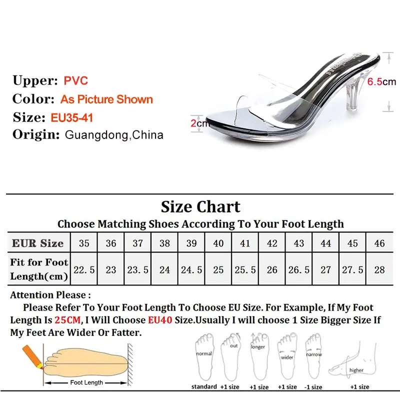 Women's High Heels Slippers 6.5cm Outdoolir Casual Mules PVC Transparent Open Toe Female Shoes Footwear Low Clear Heels Slides