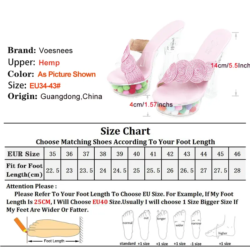 Plus Size Clear Heel Slippers For Women Transparent Crystal Sole Slip-on Shoes 14CM High Heels Summer Club Party Female Sandals