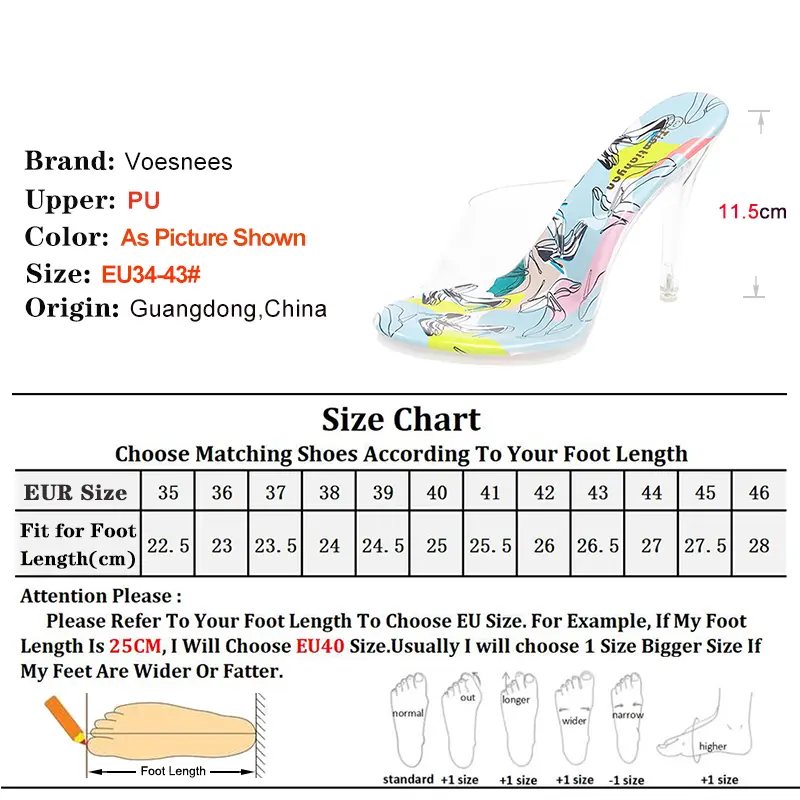 Summer Stylish Open-toed High Heels Women Slippers Crystal Transparent Color Sandals 11.5cm Thin Heels PVC Shoes Large Size 43