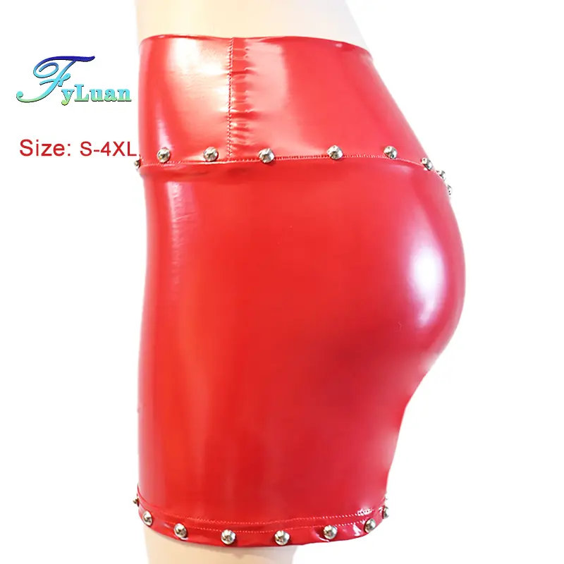 Double Zipper Womens Gothic Fetish Leather Shorts High Waist Front Zipper Shorts Stylish Booty Shorts For Motorcycle Raves