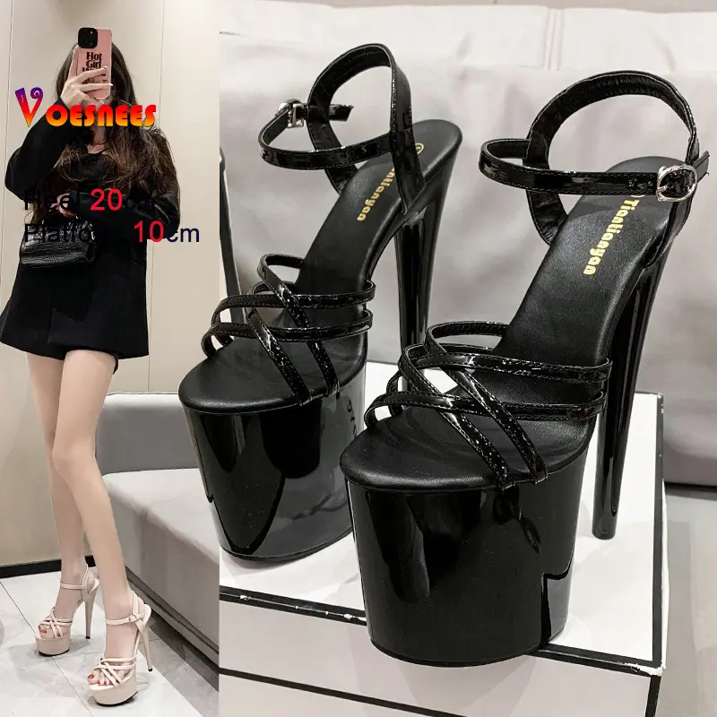 Summer New Buckle Strap 15CM Women Platform Sandals Narrow Band Open Toe Platform High Heels Party Wedding Banquet Sexy Shoes