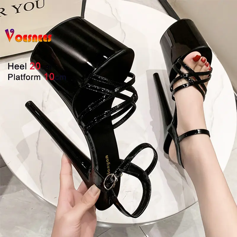 Summer New Buckle Strap 15CM Women Platform Sandals Narrow Band Open Toe Platform High Heels Party Wedding Banquet Sexy Shoes