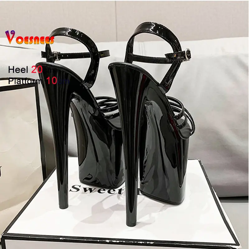 Summer New Buckle Strap 15CM Women Platform Sandals Narrow Band Open Toe Platform High Heels Party Wedding Banquet Sexy Shoes
