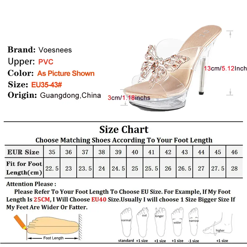 Summer New Blingbling Rhinestone Party Banquet High Heel Slippers Women Sexy Transparent Platform Shoes Butterfly-Knot Sandals