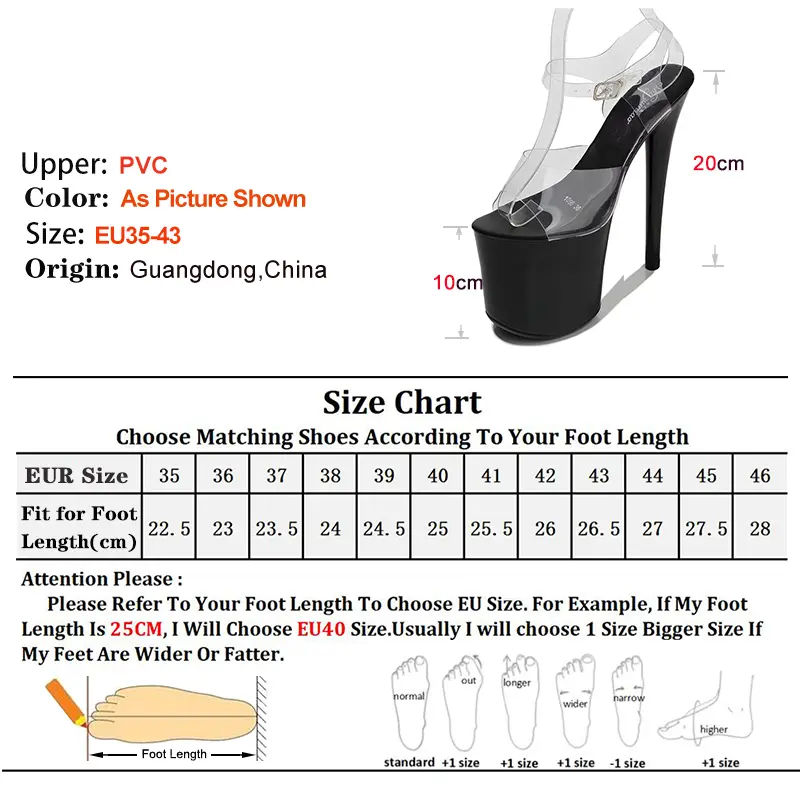 HOT Female Sandals Nightclub Catwalk Pole Dance Shoes Sexy Super High Heel 20CM Women Sandals Waterproof Platform Wedding Shoes