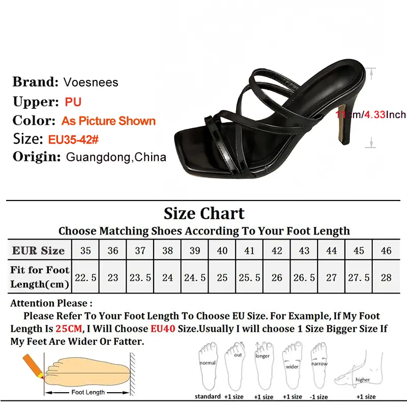 Women Cross Strap Sexy Slippers 11CM Thin High Heels Narrowband Slide Outdoors Sandals Slip-on Square Toe Woman Shoes For Summer