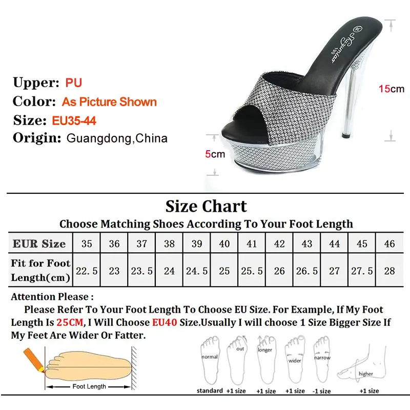 New Women Slippers 15CM Party High Heels Pumps 2025 Sexy Stiletto Transparent Platform Sandals Street Style Summer Female Shoes