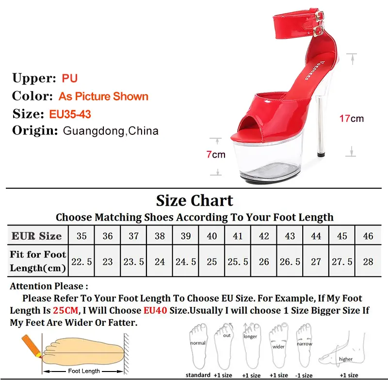 2025 Summer Women's Thick Bottom Platform Sandals Gladiator High Heels Thin Heel Cover Pole Dance Stripper Red Shoes Plus Size