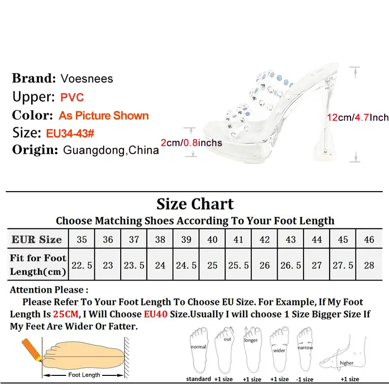 Summer Transparent Slippers Luxury Rhinestone Party Shoes Women Clear High Heels Designer 12CM Square Toe Thick Platform Sandals