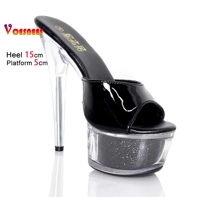 2025 New Women Clear Heel Summer Fashion Slippers Super High Platform Woman Club Party Sexy Slides Sandals 15CM Stiletto Shoes