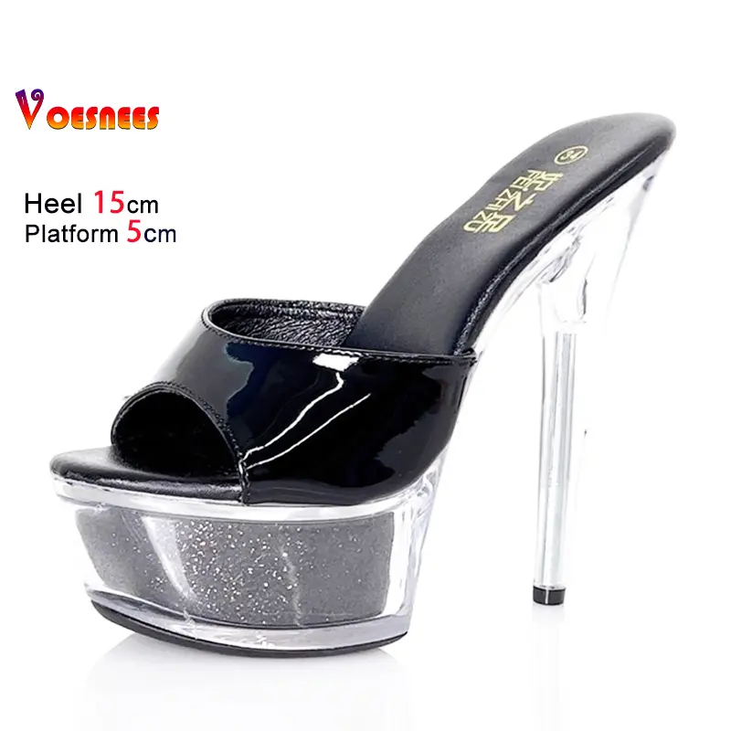 2025 New Women Clear Heel Summer Fashion Slippers Super High Platform Woman Club Party Sexy Slides Sandals 15CM Stiletto Shoes