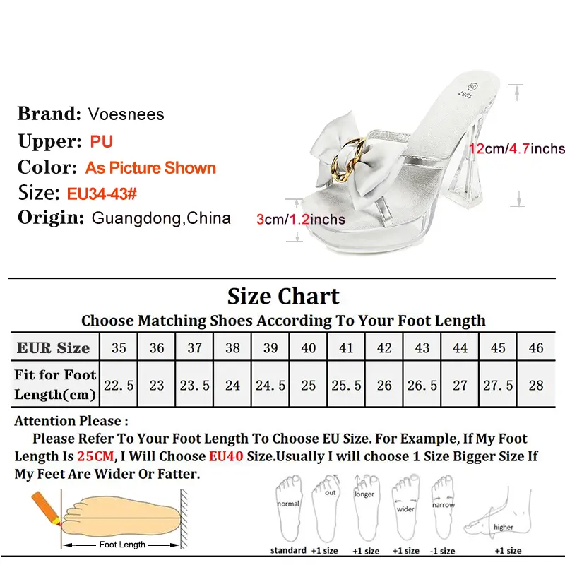 Female Crystal Slippers With Bowknot Transparent Thick Sole Summer Non-Slip Party Sandals 12CM High Heels Women Platform Shoes
