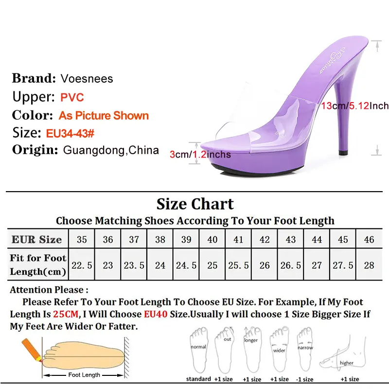 Summer Women Transparent Shoes Thick Platform Sandals 13CM Thin High Heels Fashion PVC Jelly Slip-on Sexy Slippers For Ladies