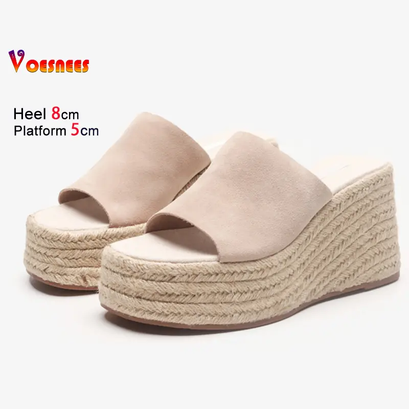 New Retro Style Comfort Wedges Slippers Women Thick Platform High Heels Outdoors Casual Sandals 2025 Summer Roman Female Shoes