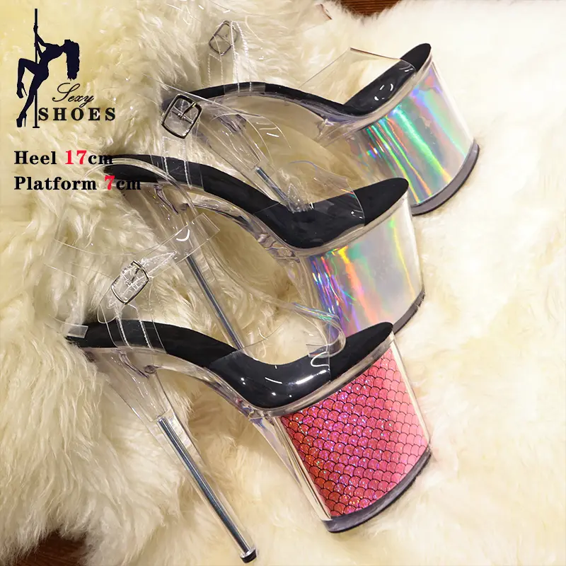 New 17CM/7inches Thick-heeled High-heeled Shoes Female Fairy Wind Summer New All-match Girl Pointed Toe Strap Sandals for Women