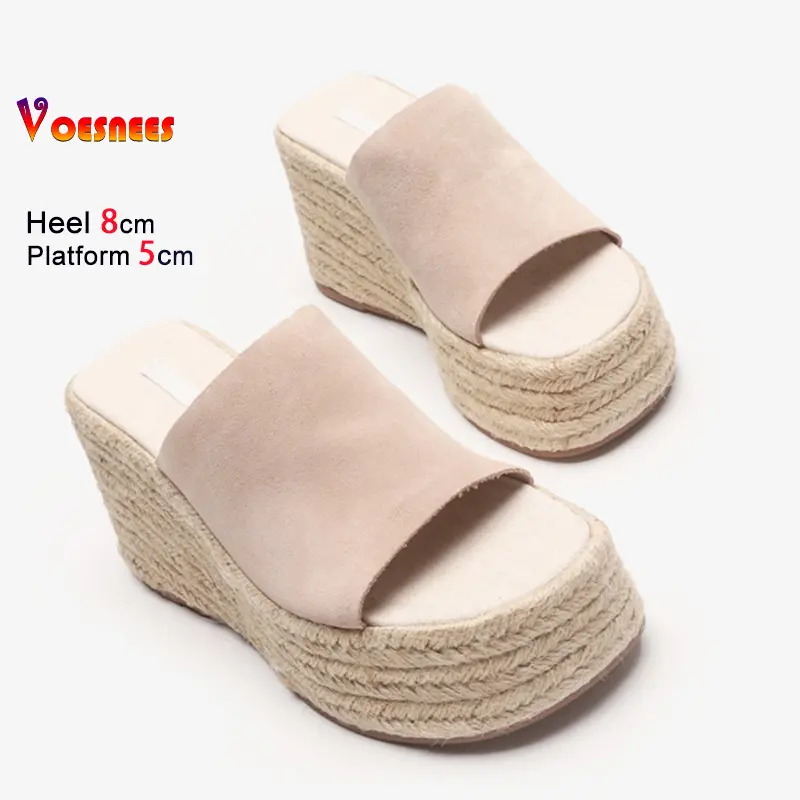 New Retro Style Comfort Wedges Slippers Women Thick Platform High Heels Outdoors Casual Sandals 2025 Summer Roman Female Shoes