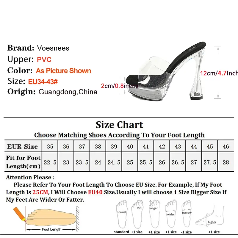 Transparent PVC Summer Female Shoes 2025 New Square Toe High Heels Mules Clear Platform Sandals Luxury 12CM Slippers For Women