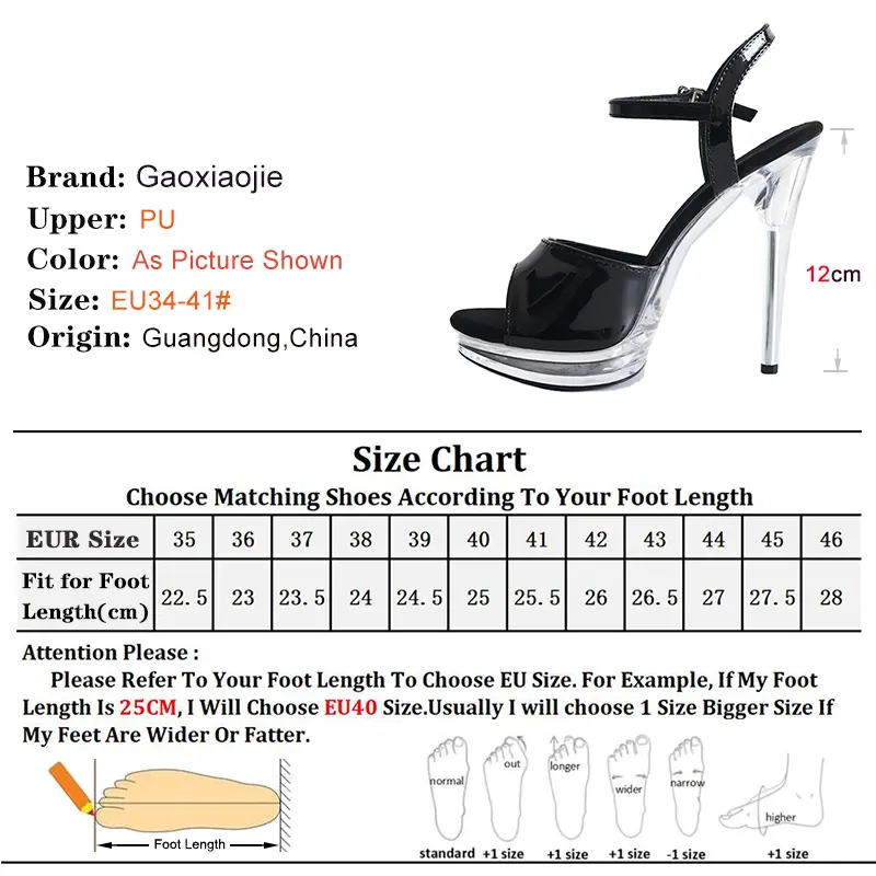 12cm Pole Dance Shoes Stripper High Heels Practice Shoes Clear Thin Heel Transparent Crystal Platform Woman Sandals Party Shoes