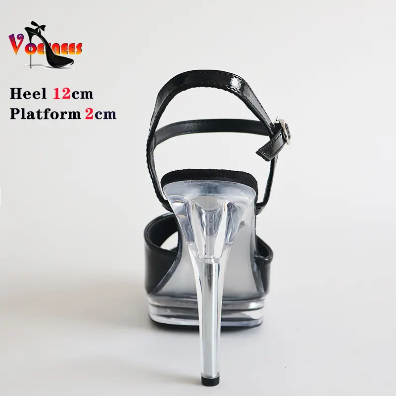 12cm Pole Dance Shoes Stripper High Heels Practice Shoes Clear Thin Heel Transparent Crystal Platform Woman Sandals Party Shoes