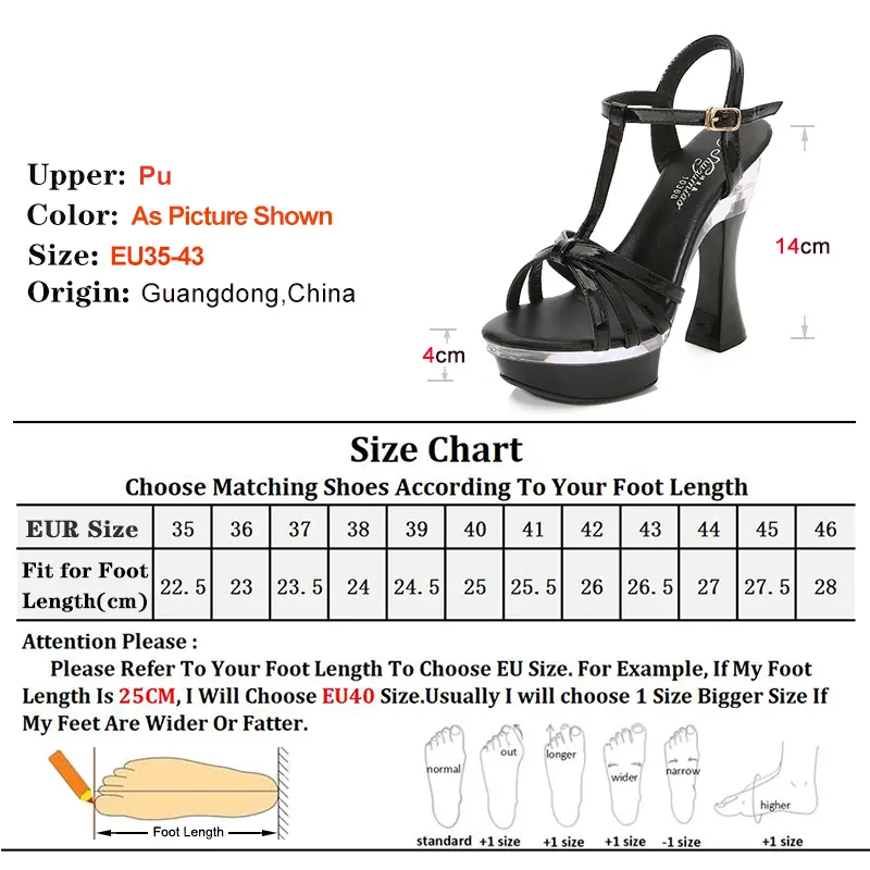 Summer T-Strap Chunky Heel Women's Sandals Transparent High Heel Platform Party Nightclub Shoes Sexy Walk Show Stripper Footwear