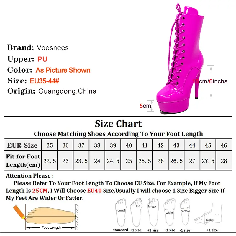 Sexy Black 15cm High Heel Women Ankle Boots Zippered Lace-Up Platform Stripper Shoes Western Style Pole Dancing Boots for Women
