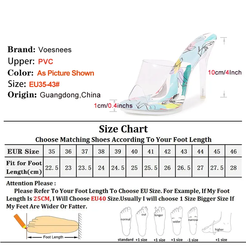 2025 Summer PVC Transparent Woman Slippers Designer Slip-on Clear High heels Women Sandals 10CM Party Female Shoes Plus Size 43