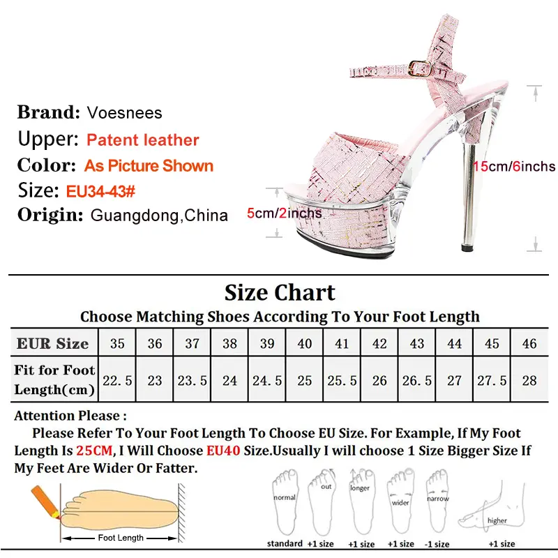 15CM Sexy Pole Dance Shoes Summer Buckle Strap Black Patent Leather Sandals For Women Platform Model Catwalk Show Stiletto Heels