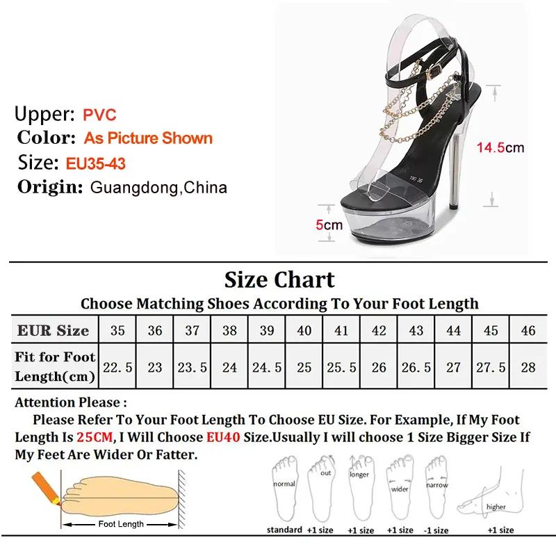 Voesnees Transparent Women Stiletto Shoes 2025 Sexy Chain Design Crystal Heel Ladies Shoes Hyaline Platform Hentian High Sandals