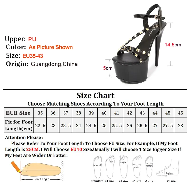 European And American Thin High Heels Rivet Women's Shoes Summer Fashion Thick Platform Sandals Sexy Narrow-band Banquet Pumps
