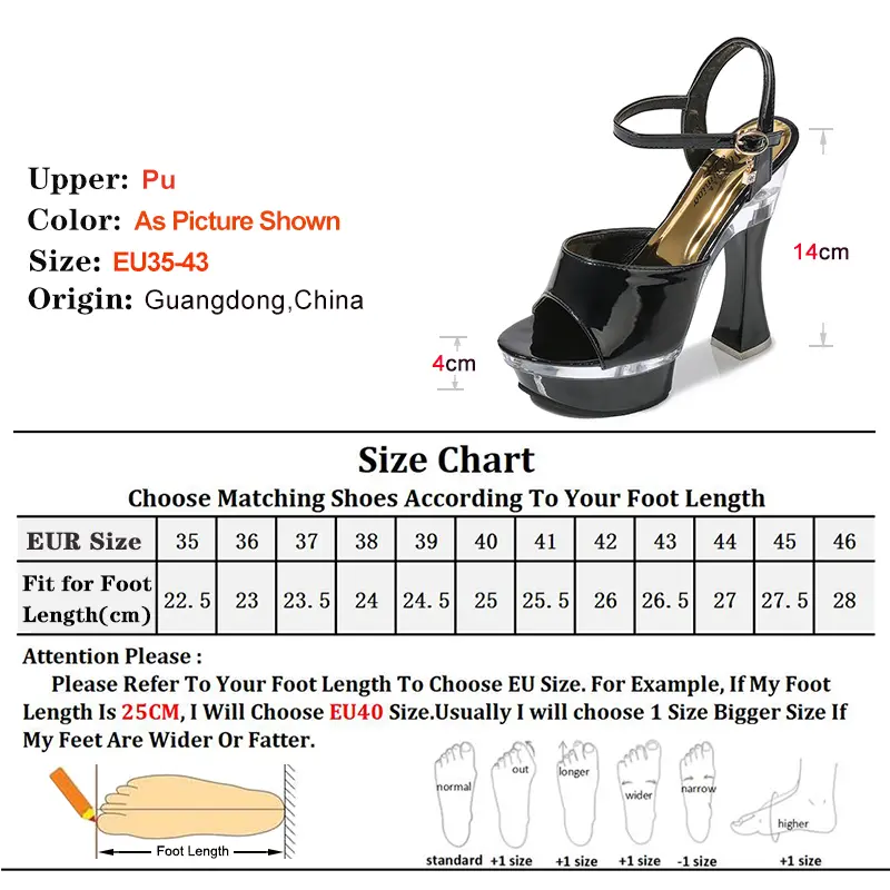 2025 New Women's Platform Sandals High Heels Ultrahigh 14CM Open Toe Transparent Ladies Catwalk Sexy Model Shoes Square Heel