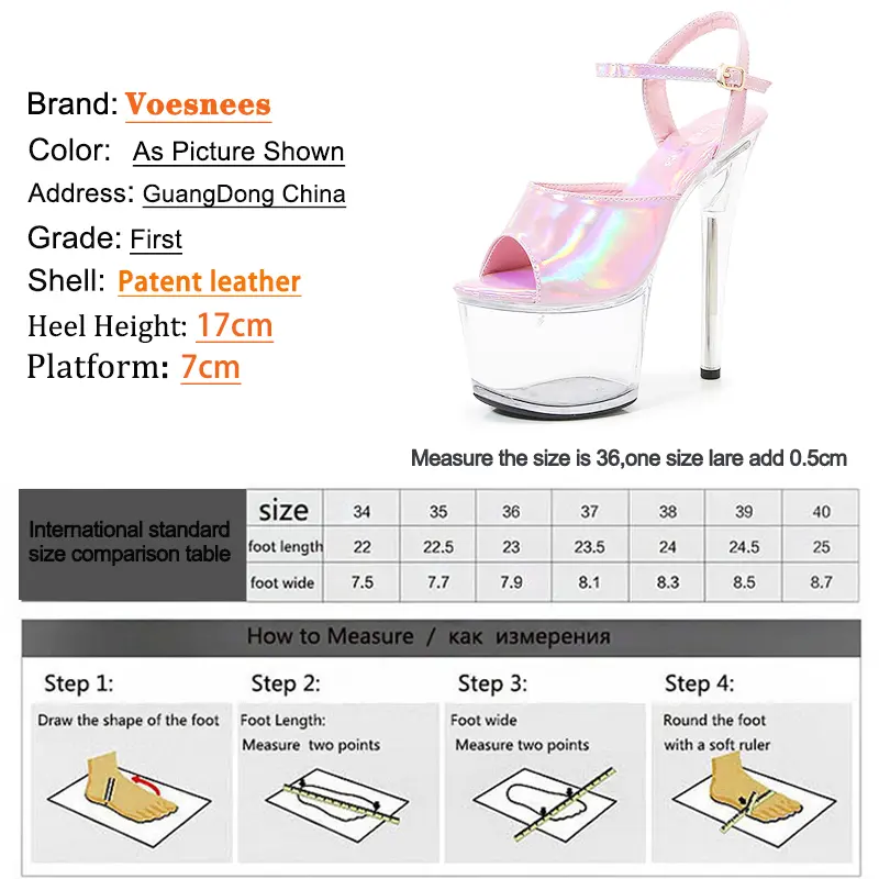 Women Sexy Show Sandals 17CM High Heels Platform Radium Color Sandals Girls Shoe for Party Club Peep Toe Clear Strip Heels