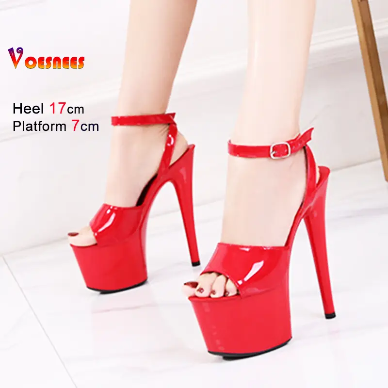 Women's 17cm Platform Sandals High Heels Gladiator Style Sexy Pumps Ladies Stripper Heel Pole Dance Shoes Female Sexy Footwear