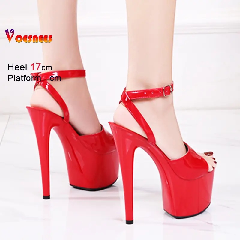 Women's 17cm Platform Sandals High Heels Gladiator Style Sexy Pumps Ladies Stripper Heel Pole Dance Shoes Female Sexy Footwear