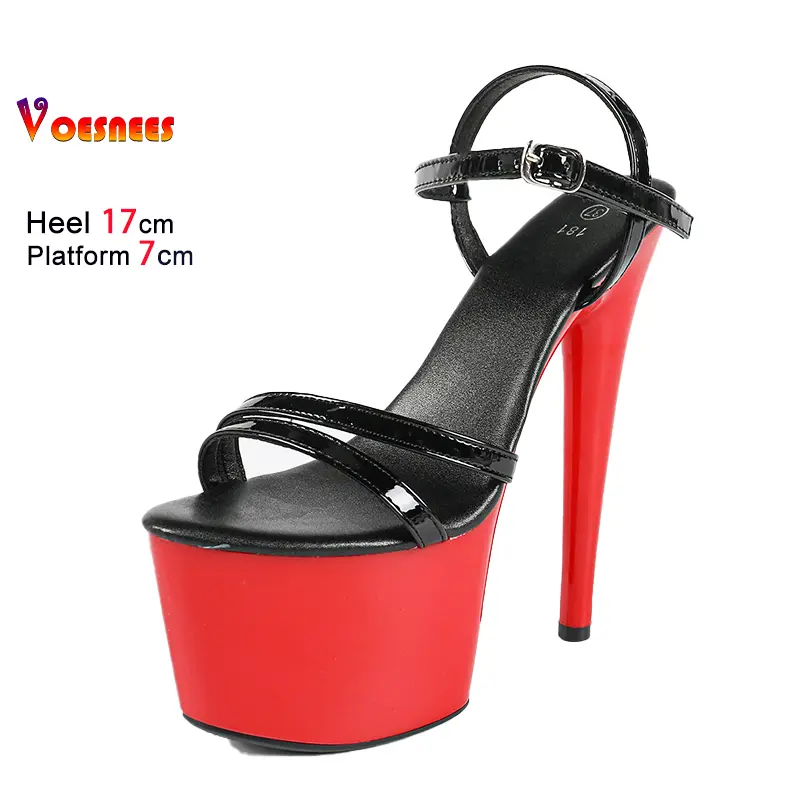 2025 New Fashion Narrowband Buckle Strap Club Sandals For Women 17CM Extreme high heels Summer Platform Gladiator Female Shoes