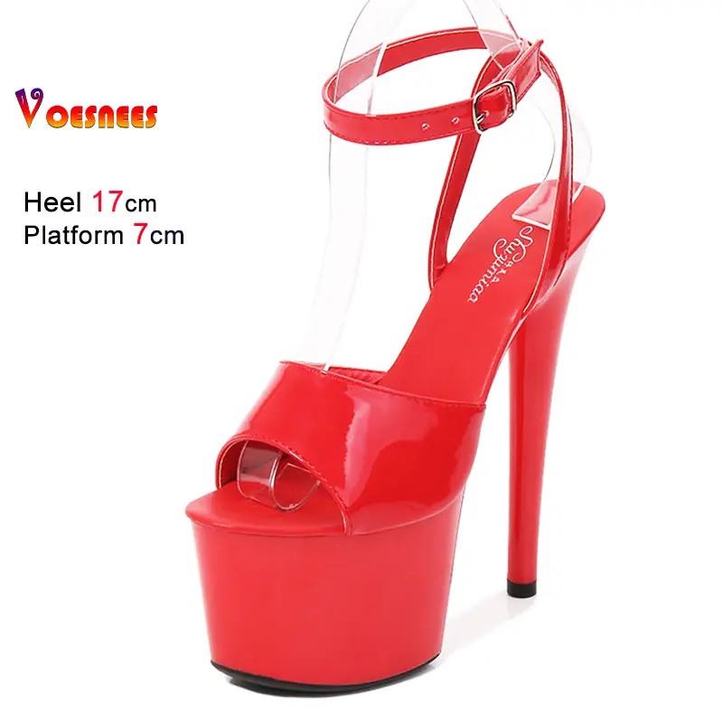 Women's 17cm Platform Sandals High Heels Gladiator Style Sexy Pumps Ladies Stripper Heel Pole Dance Shoes Female Sexy Footwear