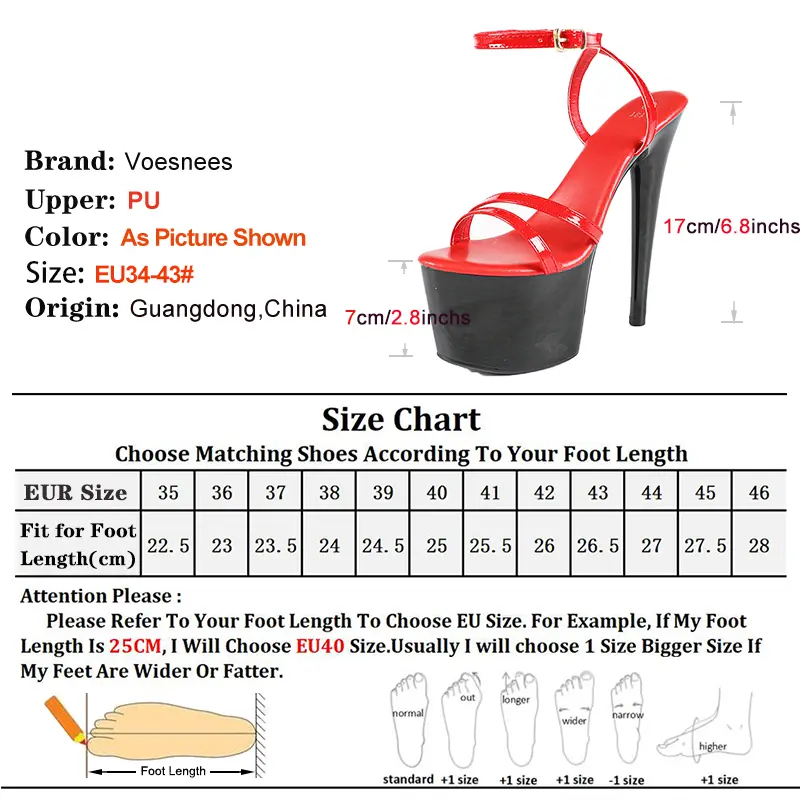 Size 34-43 Sexy Thin Band High Heels Women Platform 17CM Extreme High Heel Red Buckle Strap Nightclub Dance Shoes Summer Sandals