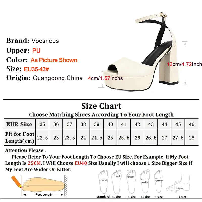 12CM Solid Color Thick Soled Sandals Women 2025 Summer Square Toe Block High Heels Nightclub Gladiator Large Size Beige Shoes
