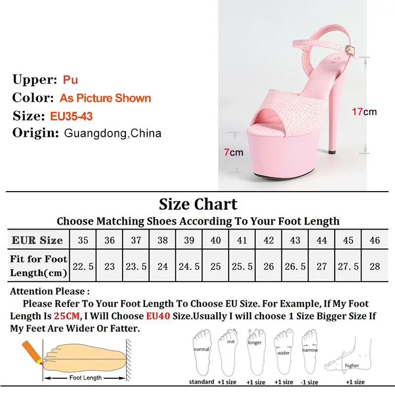 Women's 17CM Extreme High Heel Platform Sandals Summer Buckle Strap Party Shoes Size 41-43 Nightclub Fetish Runway Show Stiletto
