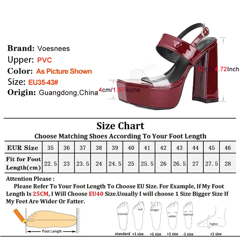 Square Head Transparent PVC Shoes For Women Thick Platform Back Strap Sandals Fashion Star Europe and America 12CM High Heels 