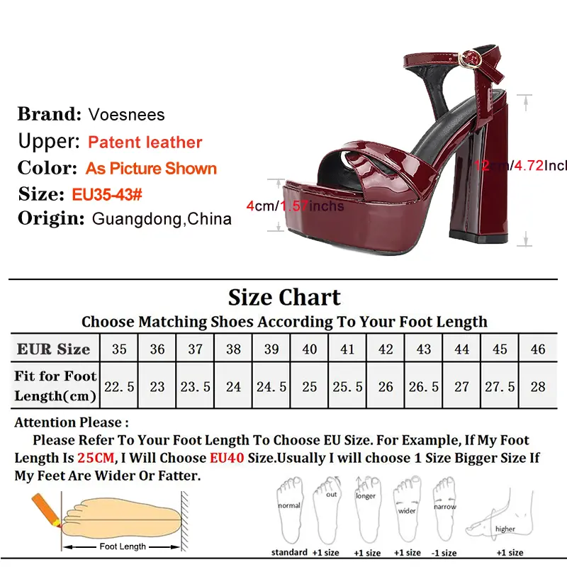 Size 35-43 Fashion Square Toe High Heels Women's Platform Ankle Buckle Strap 12CM Thick Bottom Sandals Summer Club Party Shoes