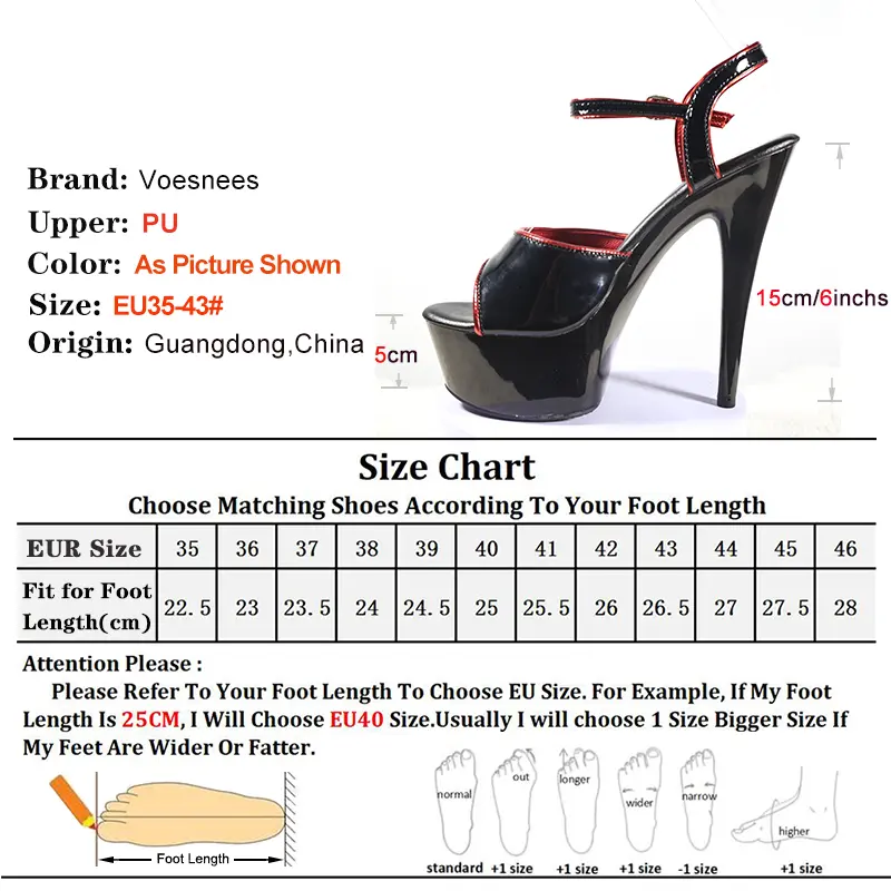 2025 Sexy Red High Heels Women's Stripper Platform Sandals with Buckle Strap 15CM 17CM Party Club Show Shoes Wedding Footwear