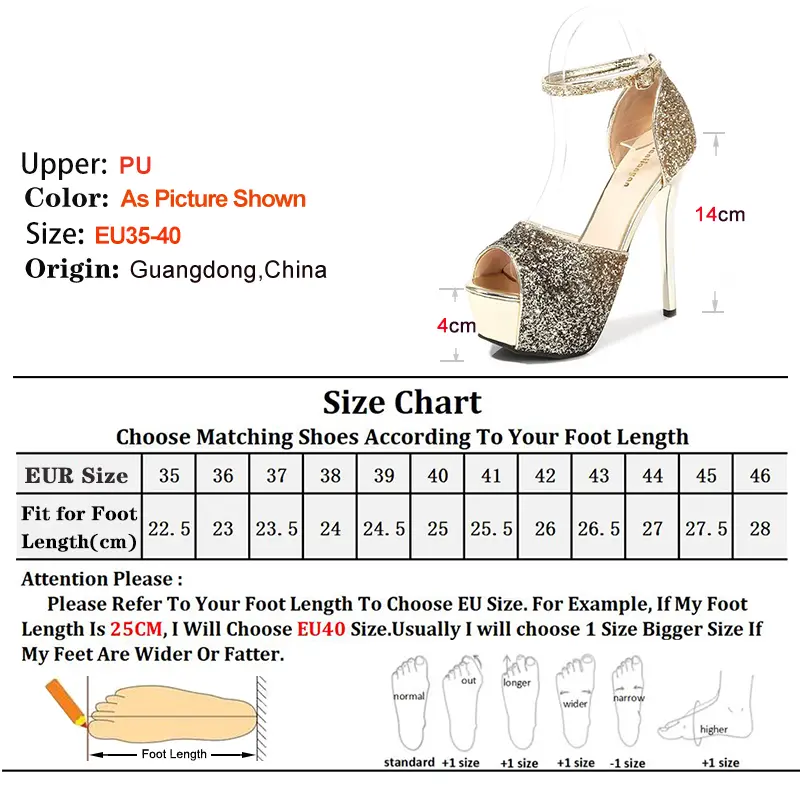 New Sequin Thin High Heels Women's Side Empty Fish Mouth Sandals Waterproof Platform Banquet Wedding Shoes Gradient Prom Pumps