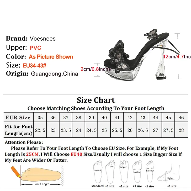 12CM Transparent Platform Square Toe Sandals Model Show Fashion Lace Up High heels Summer Nightclub Butterfly Shoes For Women