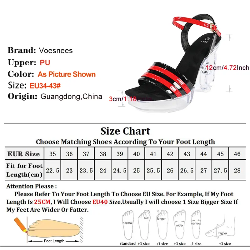 Women Square Toe 12CM Crystal Strange High Heels Summer Red Black Color blocked Party Shoes Clear Platform Buckle Strap Sandals