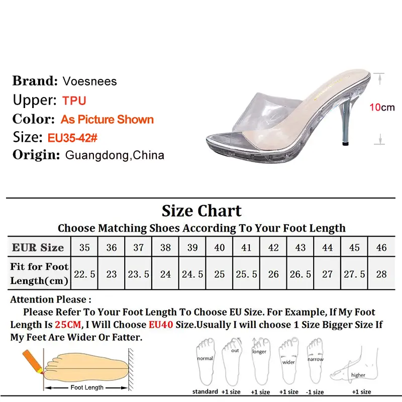 Silvery High Heels 10cm Women Shoes Slippers Fine Heels PVC Transparent Round Head Ladies Pumps Crystal Heeled Slide Party Shoes