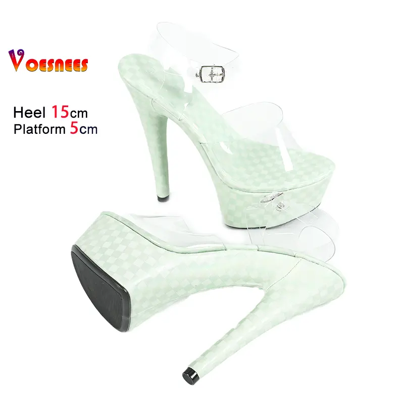 Transparent PVC Shoes For Women 15CM Fashion Platform Nightclub Club Sandals 2025 Summer Sexy Clear High Heels Sandalies Female