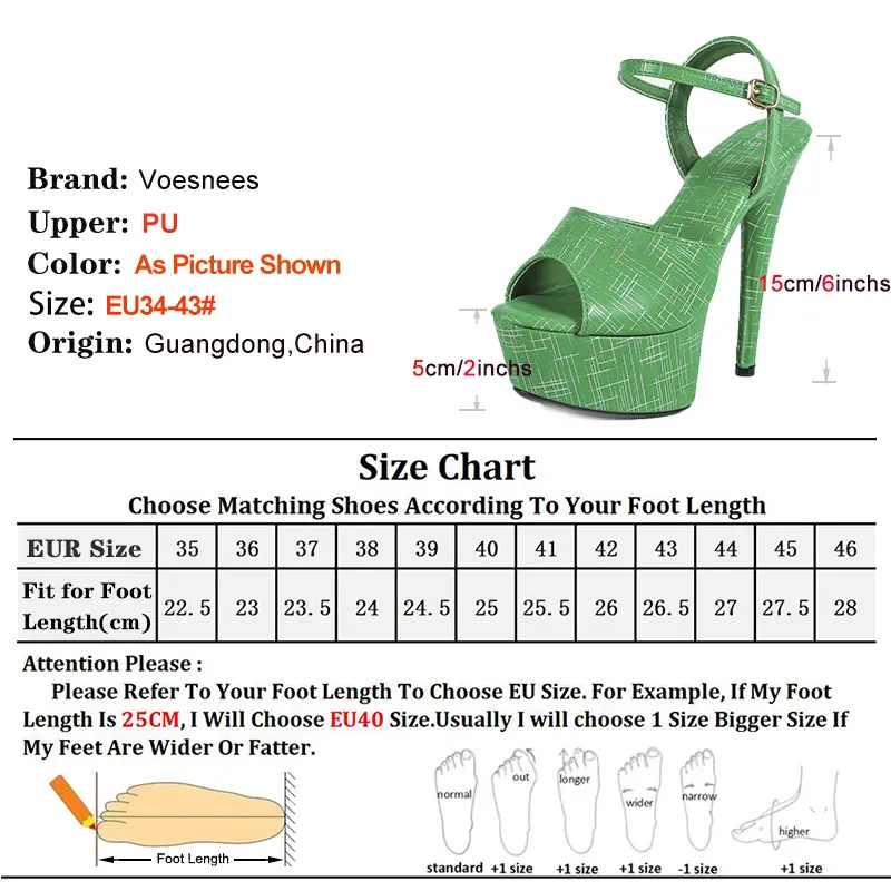 Designer New Women 5CM Platform Sandals 15CM Ultra High Heels Ladies Gladiator Summer Shoes Plus Size Black Buckle Strap Sandals