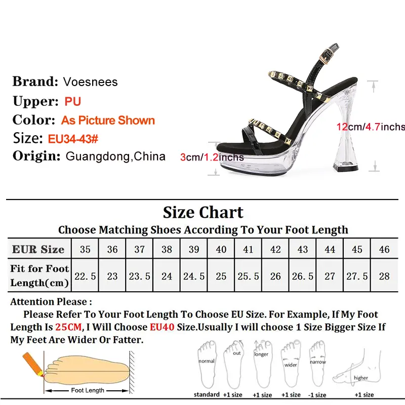 Fashion Narrow band Sandals Women Summer Wedding Party High Heels Metal Rivets Square Head Thick Platforms Crystal Shoes 12CM