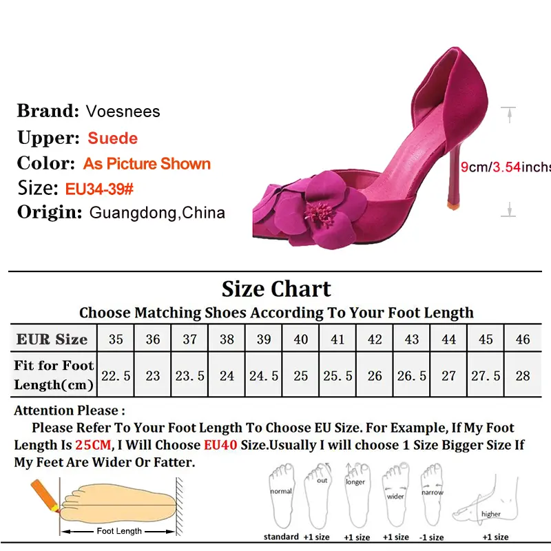 Brand Women Pumps 9CM Stiletto Side Empty Fashion Flower Decorative Party Banquet Shoes Spring Summer Suede Pointed High Heels